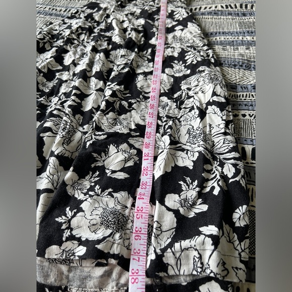 NWT Old Navy Floral Black & White Midi Euro Summer Dress Linen Fit & Flare Small - Picture 12 of 13